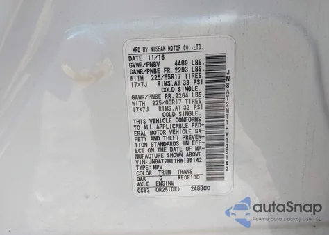 2017 Nissan Rogue S from USA, damaged, VIN JN8AT2MT1HW135142